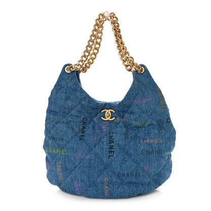 Chanel Denim Quilted Denim Mood Maxi Hobo Blue Multicolor 1 of 8