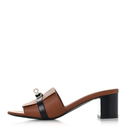 Hermes Calfskin Gigi 50 Sandals 40 Gold Black 1 of 9