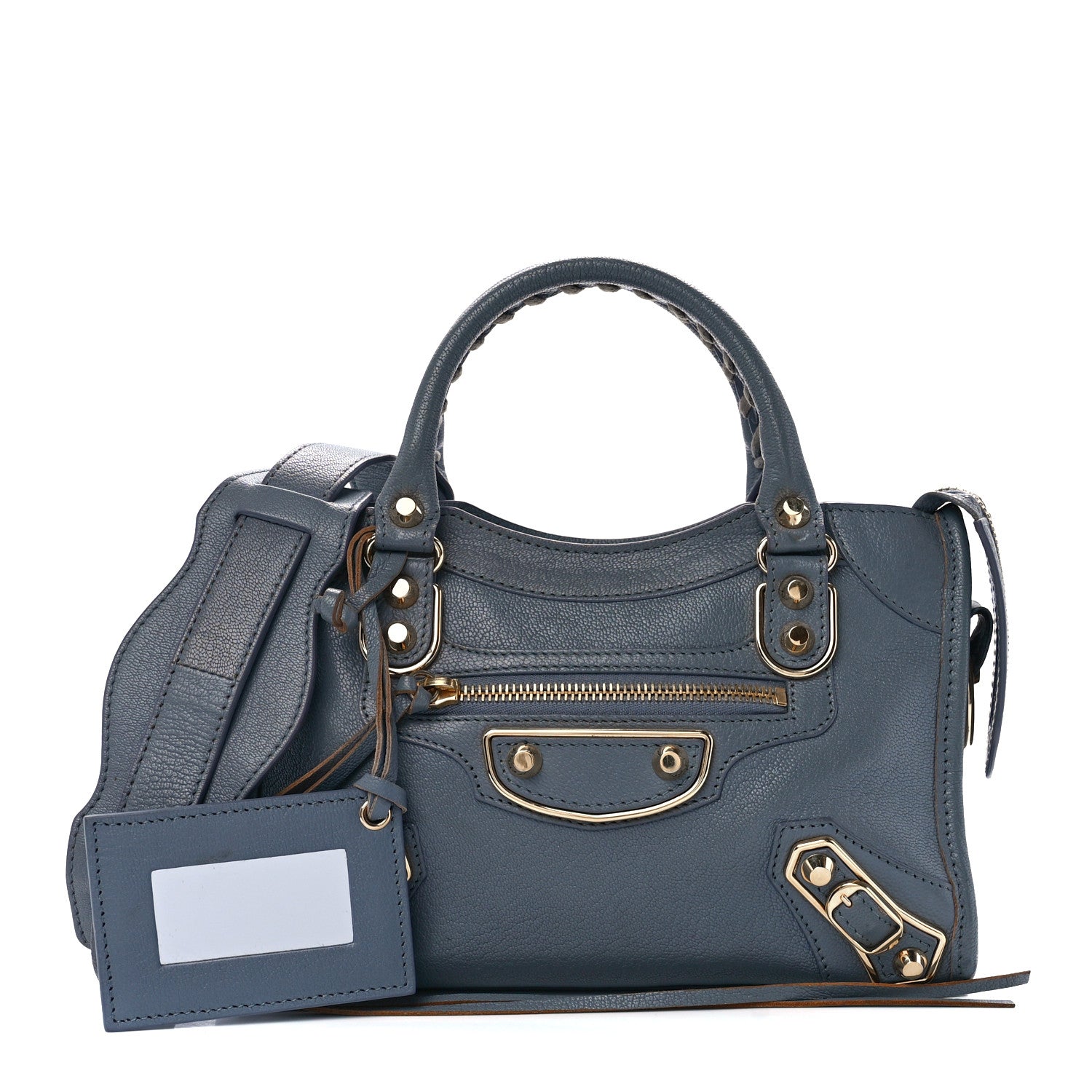 Balenciaga Chevre Gold Metallic Edge Hardware Mini City Bleu Acier 1 of 12