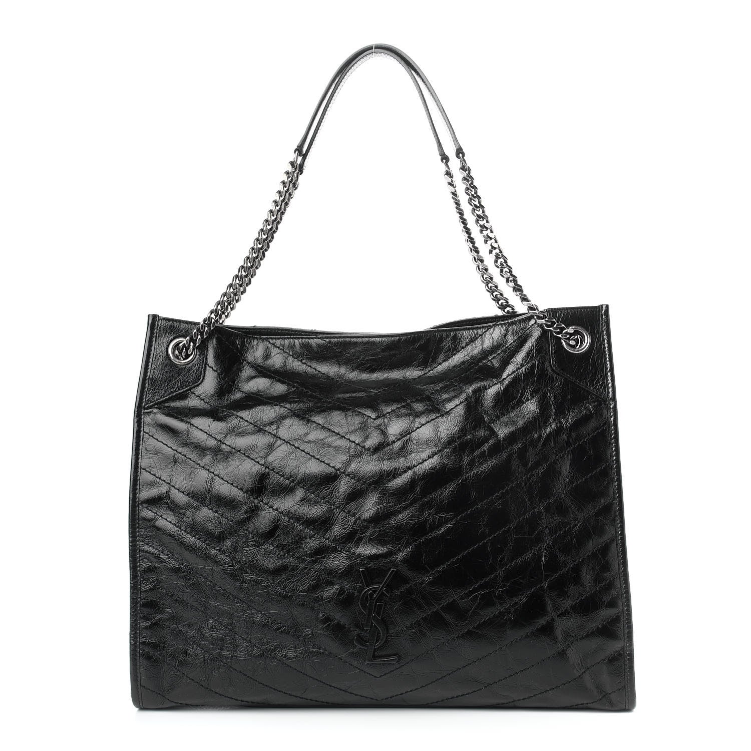 Saint Laurent Crinkled Calfskin Matelasse Monogram Niki Shoulder Bag Black 1 of 8