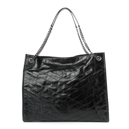 Saint Laurent Crinkled Calfskin Matelasse Monogram Niki Shoulder Bag Black 1 of 8