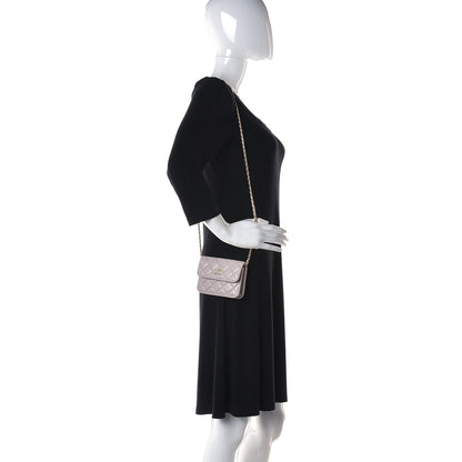 Chanel Lambskin Quilted Pearl Crush Clutch With Chain Light Purple 2 of 11