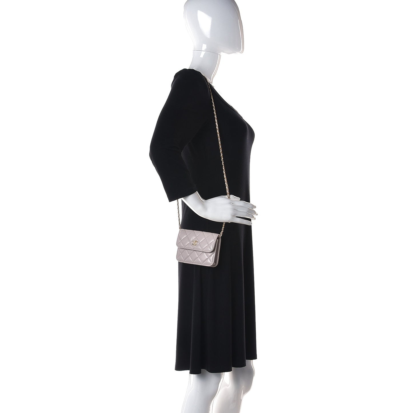 Lambskin Quilted Pearl Crush Clutch With Chain Light Purple