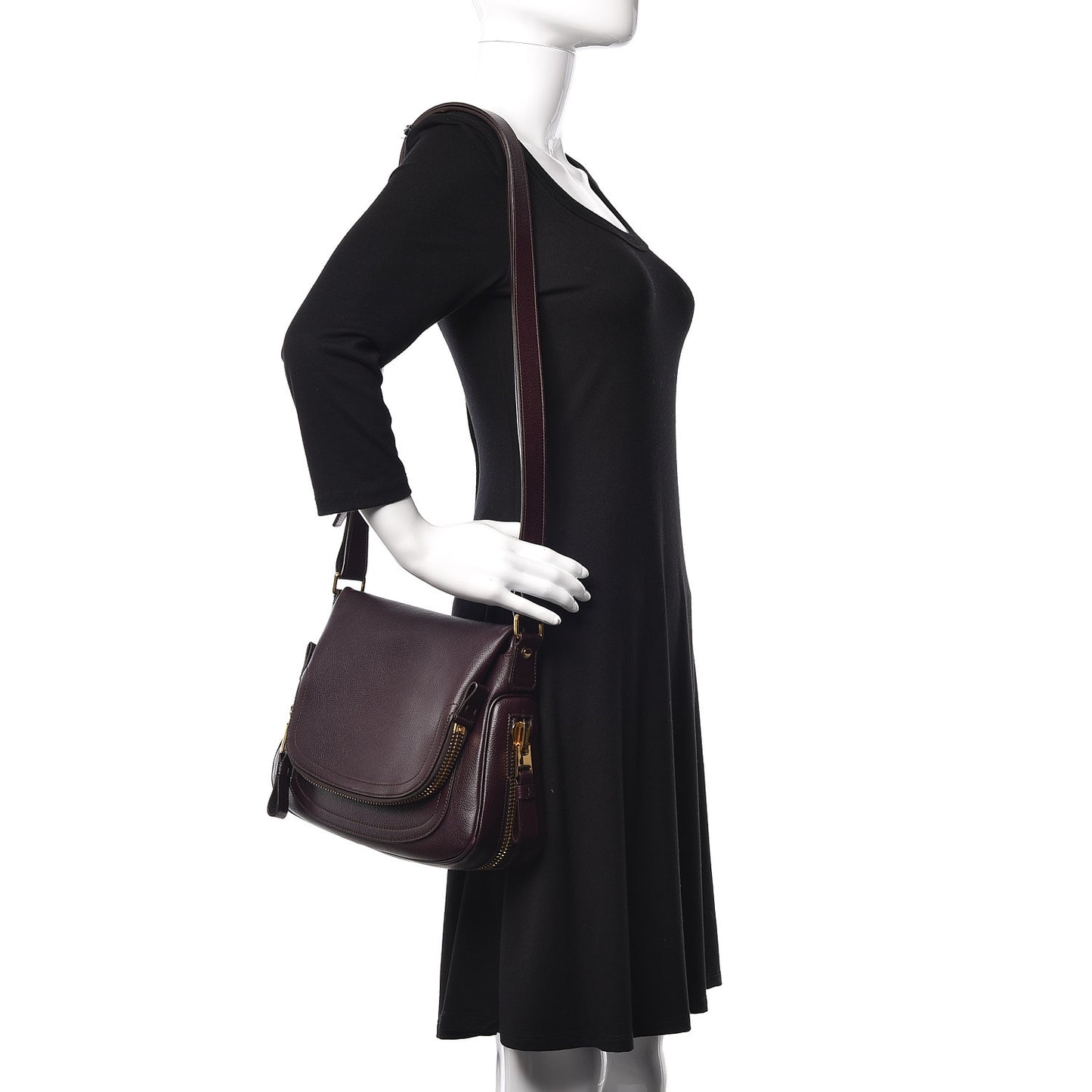 Pebbled Calfskin Medium Jennifer Crossbody Bag Wine