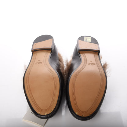 Gucci Malaga Kid Fur Womens Jordaan Loafers 38 Black Natural 5 of 8