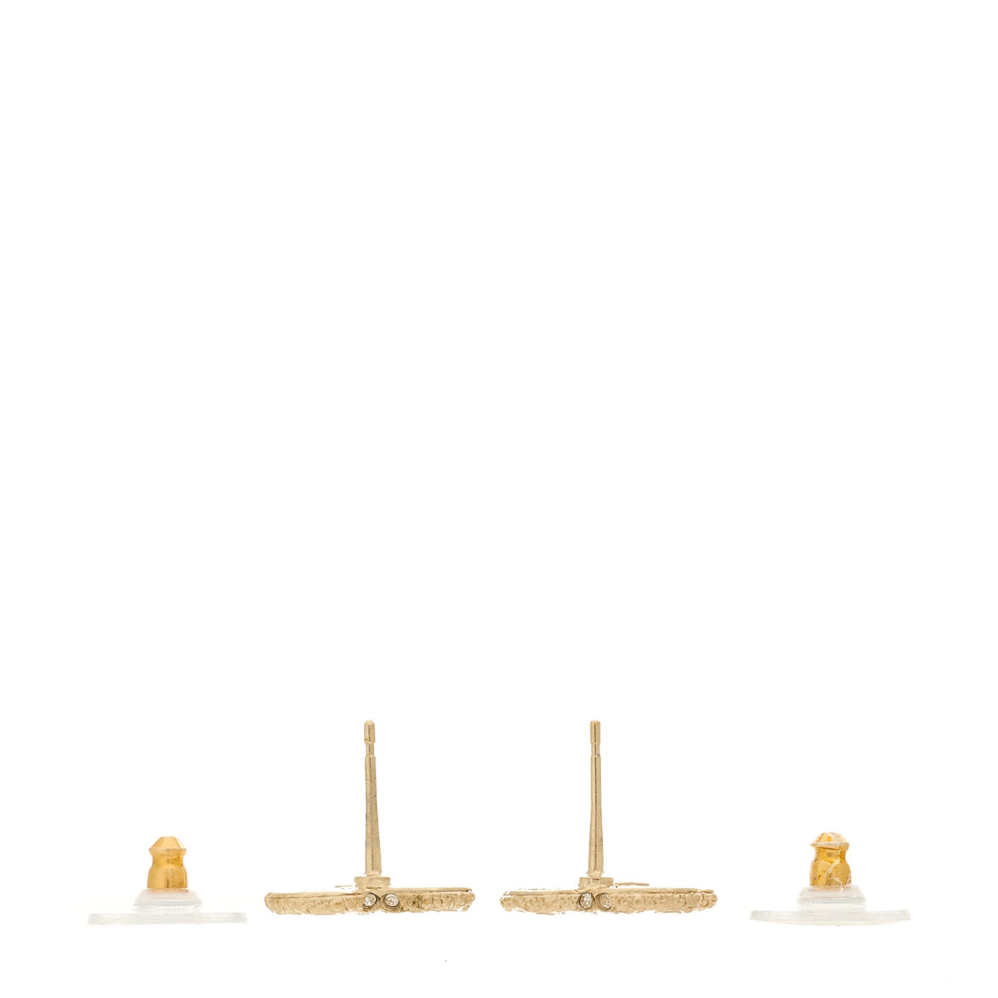 Metal Graduated Pearl Crystal CC Earrings Light Gold