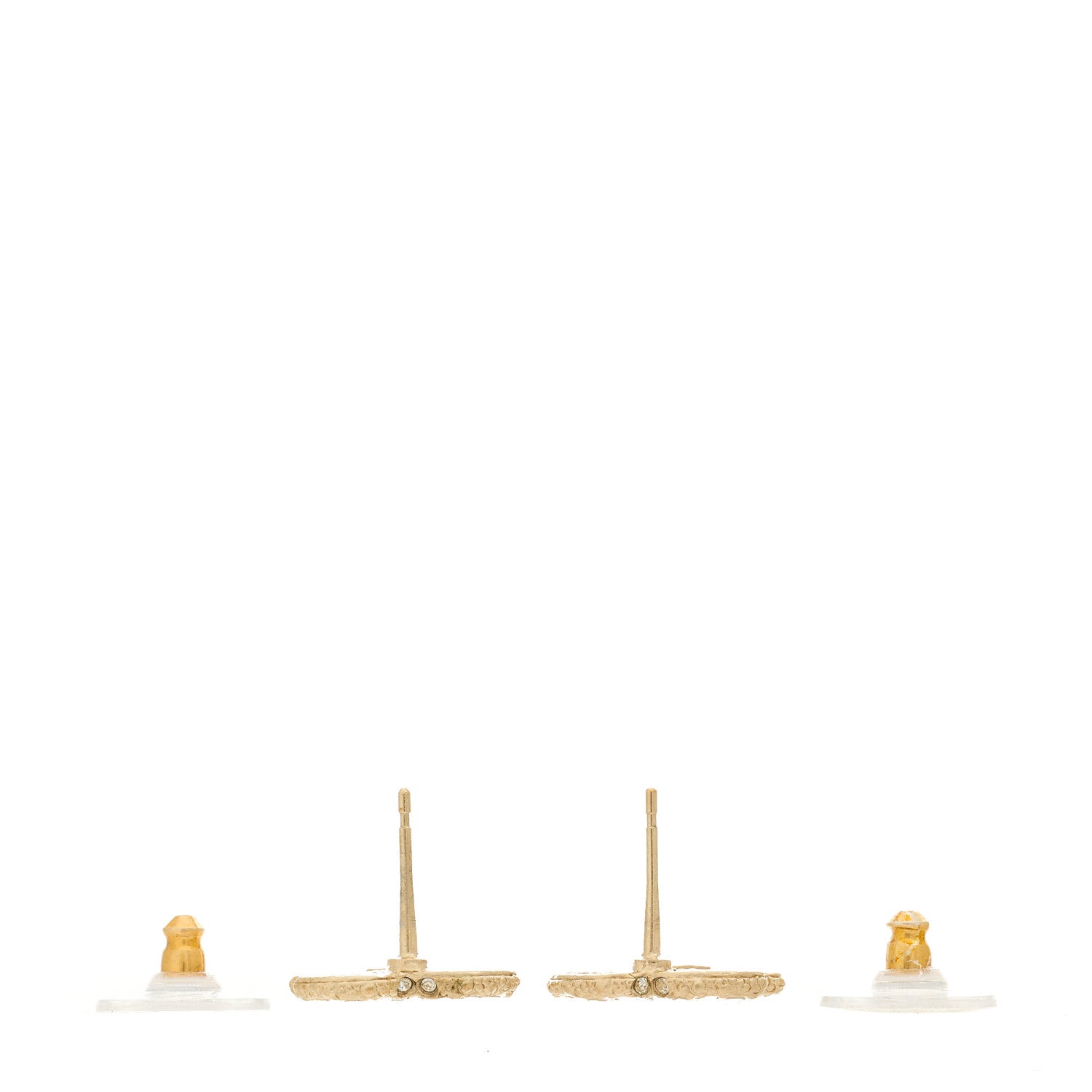 Chanel Metal Graduated Pearl Crystal CC Earrings Light Gold 3 of 5