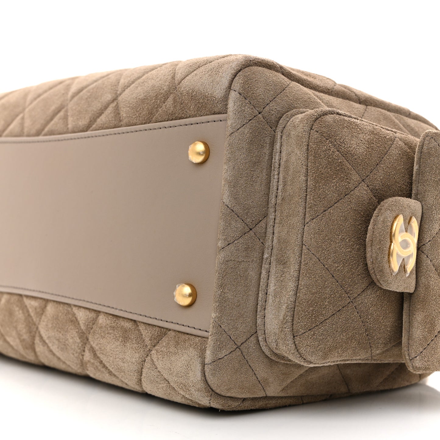 Suede Quilted Chanel 25 Bowling Bag Dark Grey