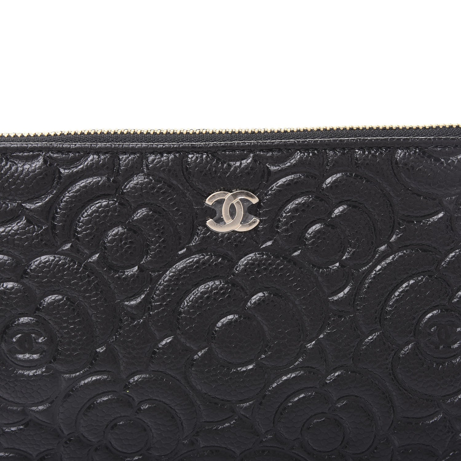 Chanel Caviar Camellia Embossed Cosmetic Pouch Black 9 of 10
