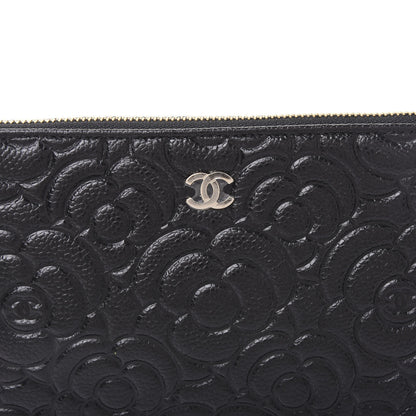 Chanel Caviar Camellia Embossed Cosmetic Pouch Black 9 of 10