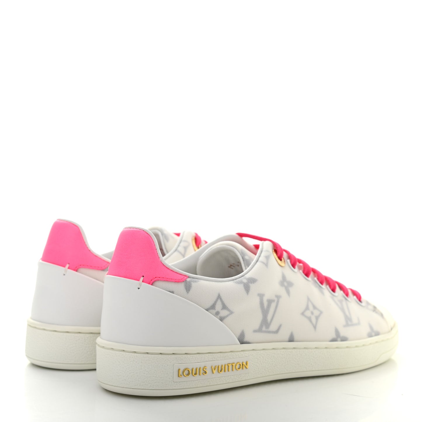 Technical Fabric Calfskin Monogram Frontrow Sneakers 35.5 Pink