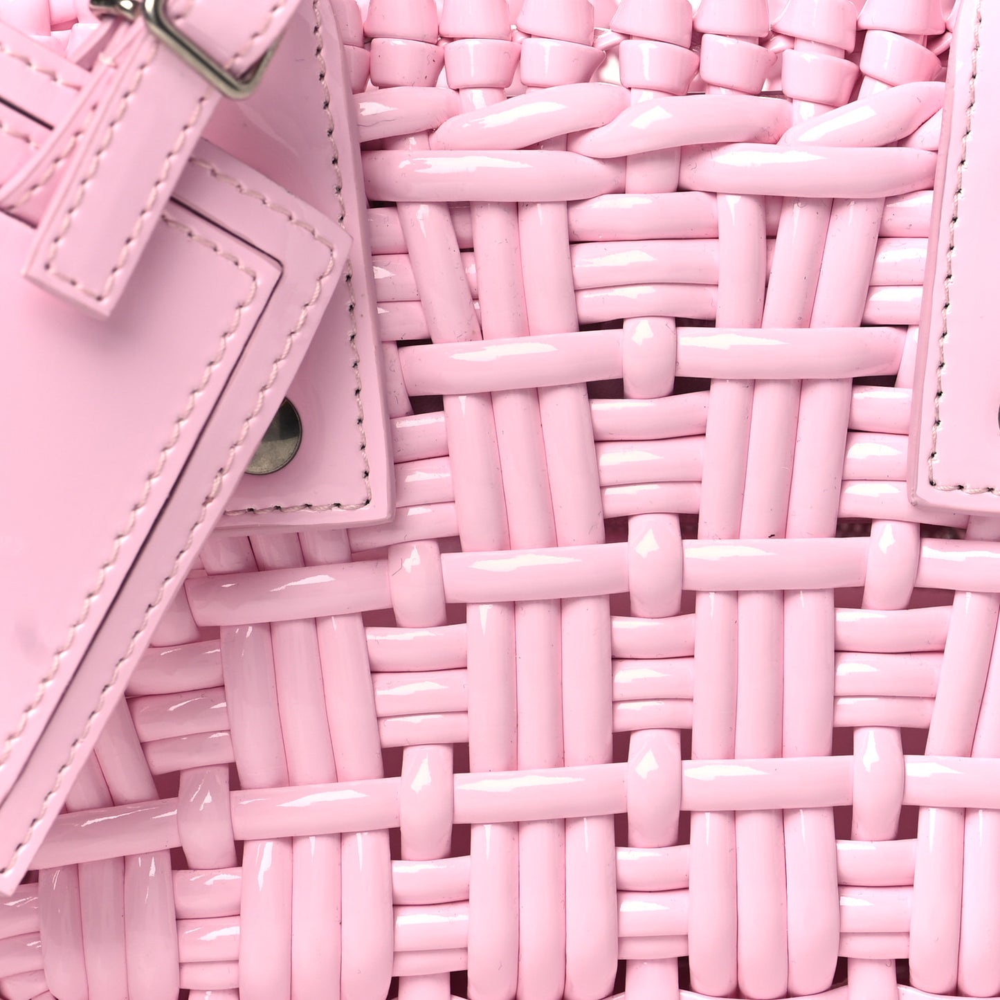 Faux Calfskin Braided Varnished XXS Bistro Basket Candy Pink