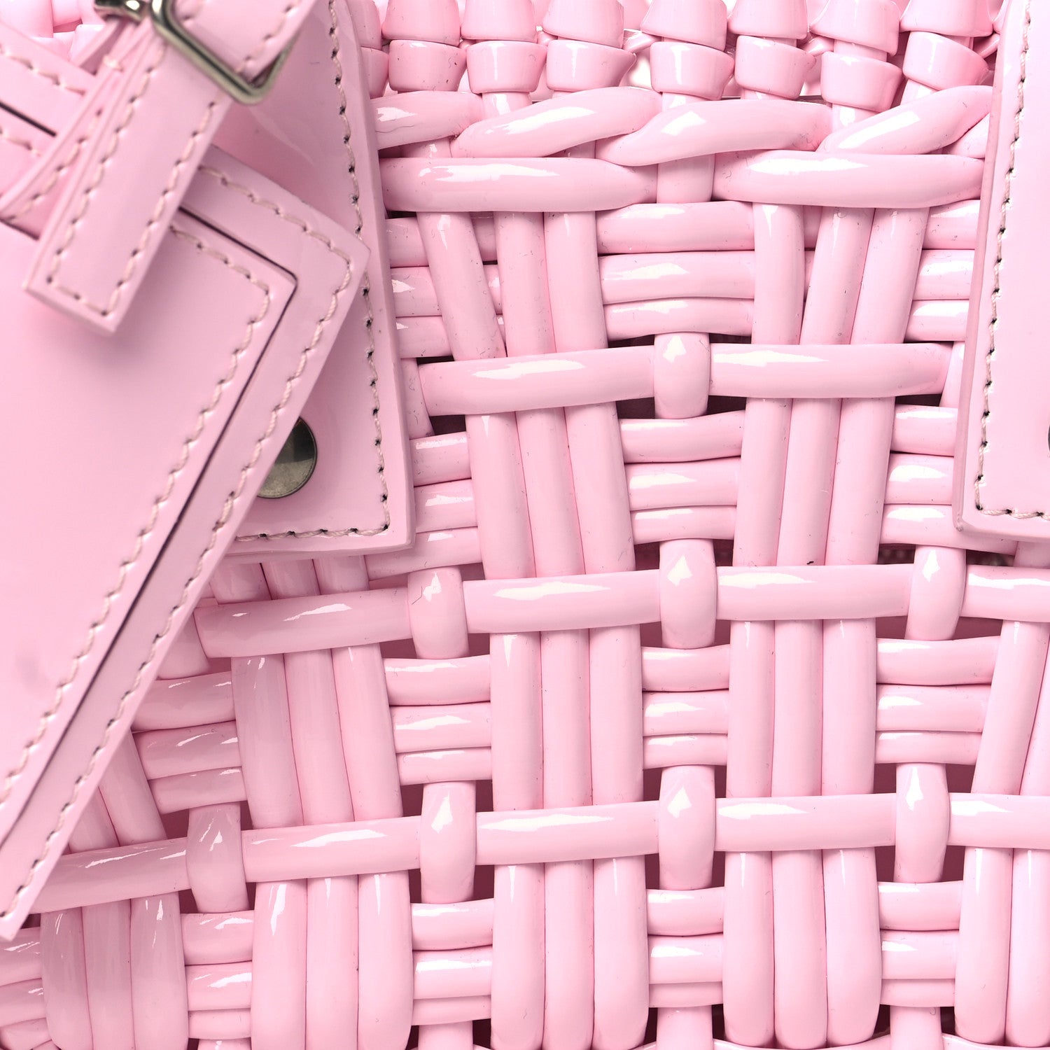 Balenciaga Faux Calfskin Braided Varnished XXS Bistro Basket Candy Pink 7 of 10