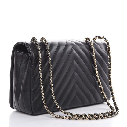 Chanel Calfskin Chevron Quilted Small Statement Flap Black 3 of 10