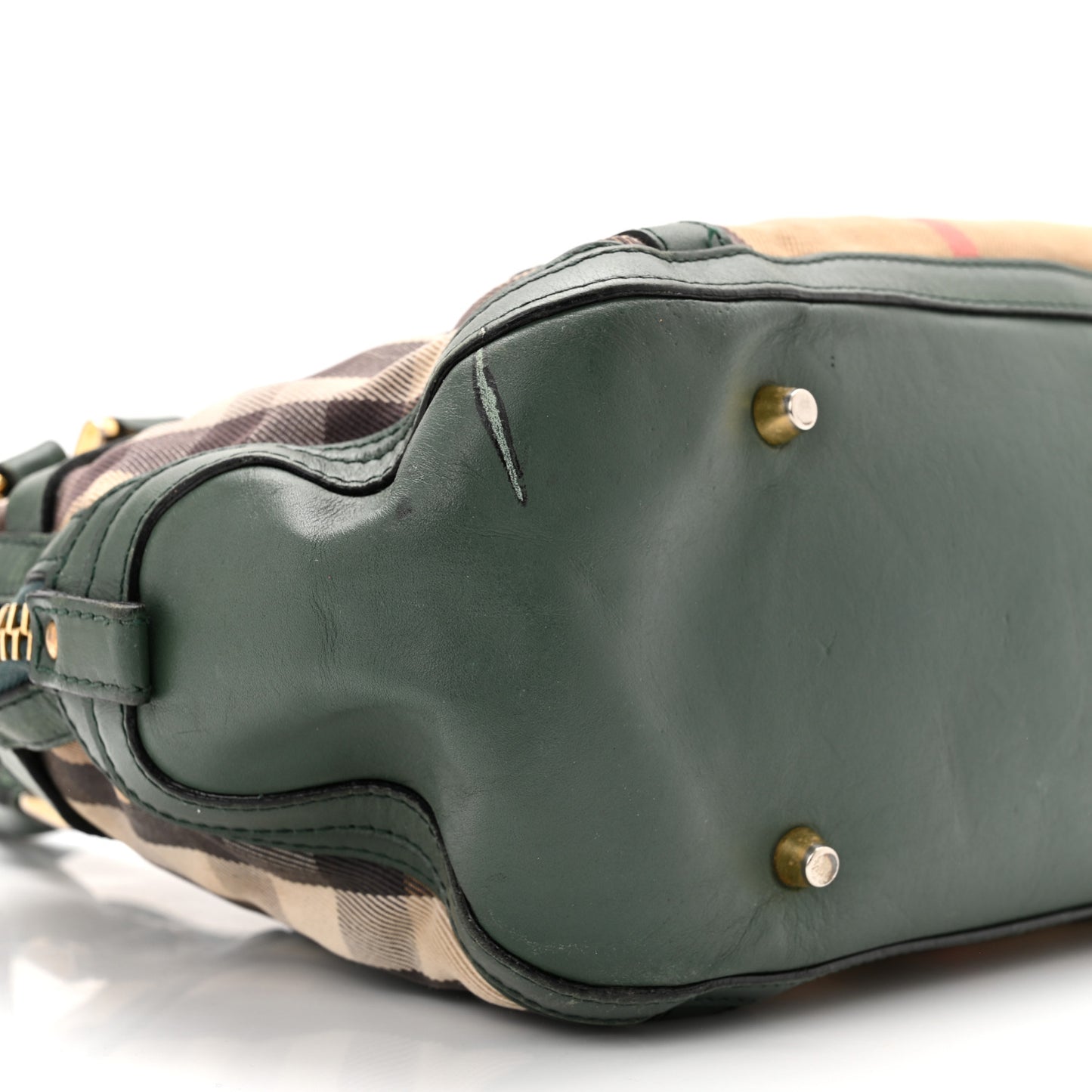 Bridle Calfskin House Check Small Orchard Bowling Bag Green