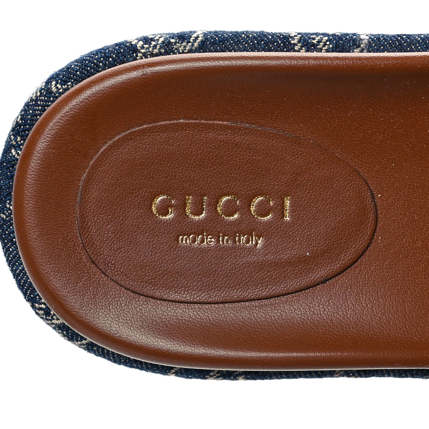 New Denim GG Monogram Angelina Platform 55mm Slide Sandals 35.5 Blue Tea