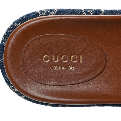 Gucci New Denim GG Monogram Angelina Platform 55mm Slide Sandals 35.5 Blue Tea 5 of 8