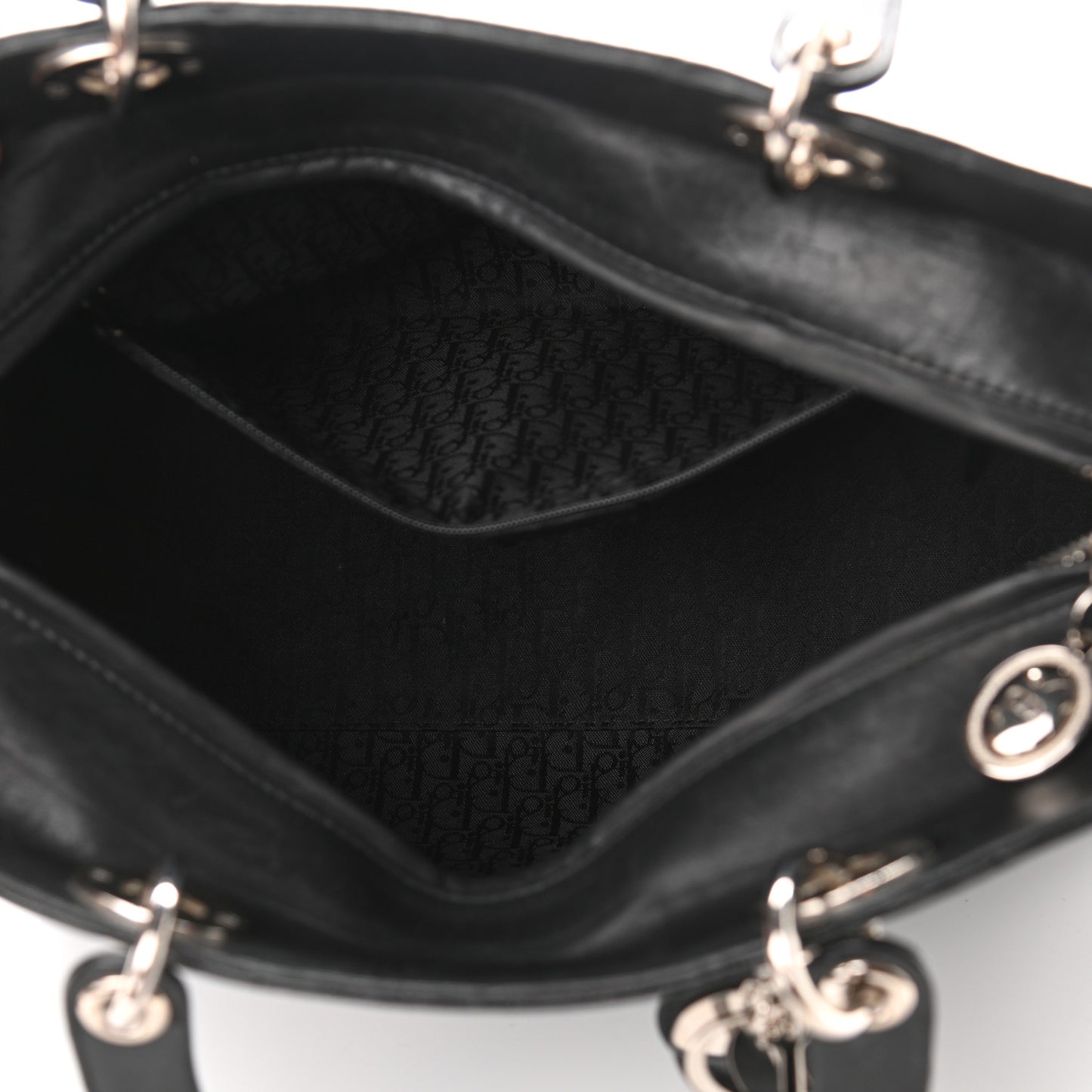 Lambskin Embossed Cannage Large Lady Dior Black