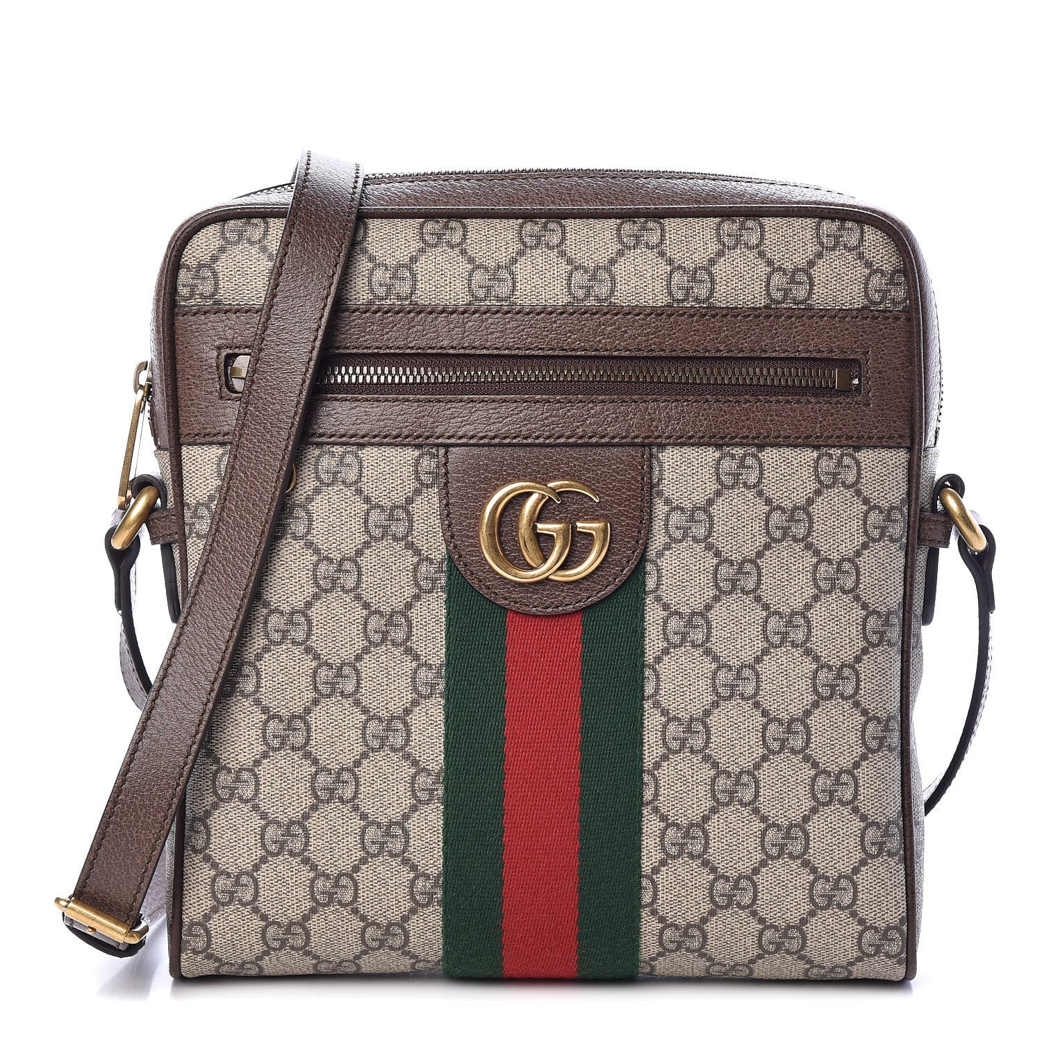 Gucci GG Supreme Monogram Web Small Ophidia Messenger Bag Brown 1 of 10