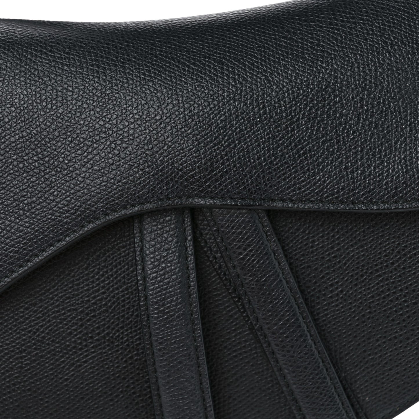 Grained Calfskin Saddle Bag Black