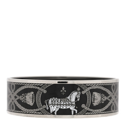 Hermes Enamel Printed Wide Grand Apparat Bracelet 65 Black 1 of 4