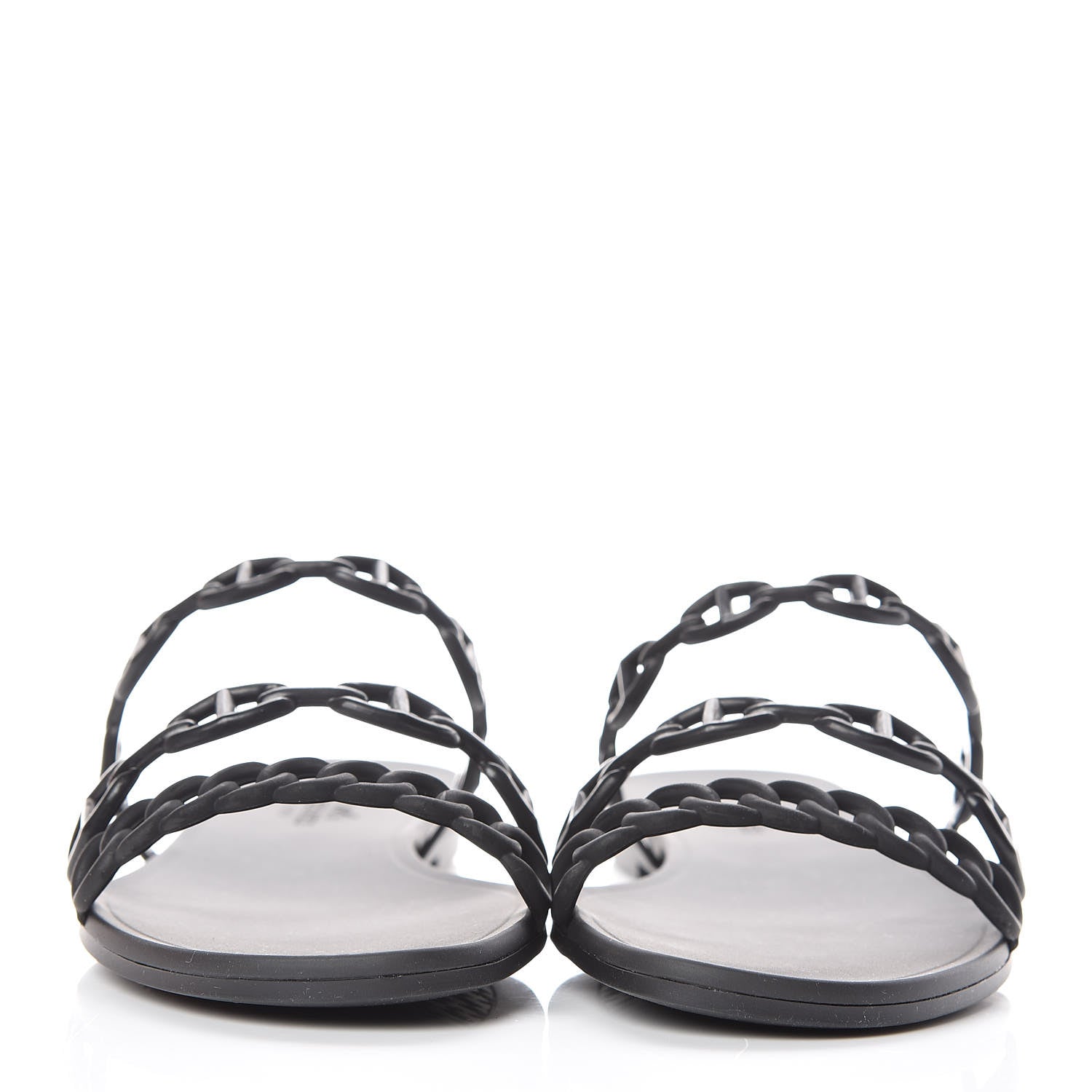 Hermes Rubber Chaine d'Ancre Rivage Sandals 38 Black 2 of 9