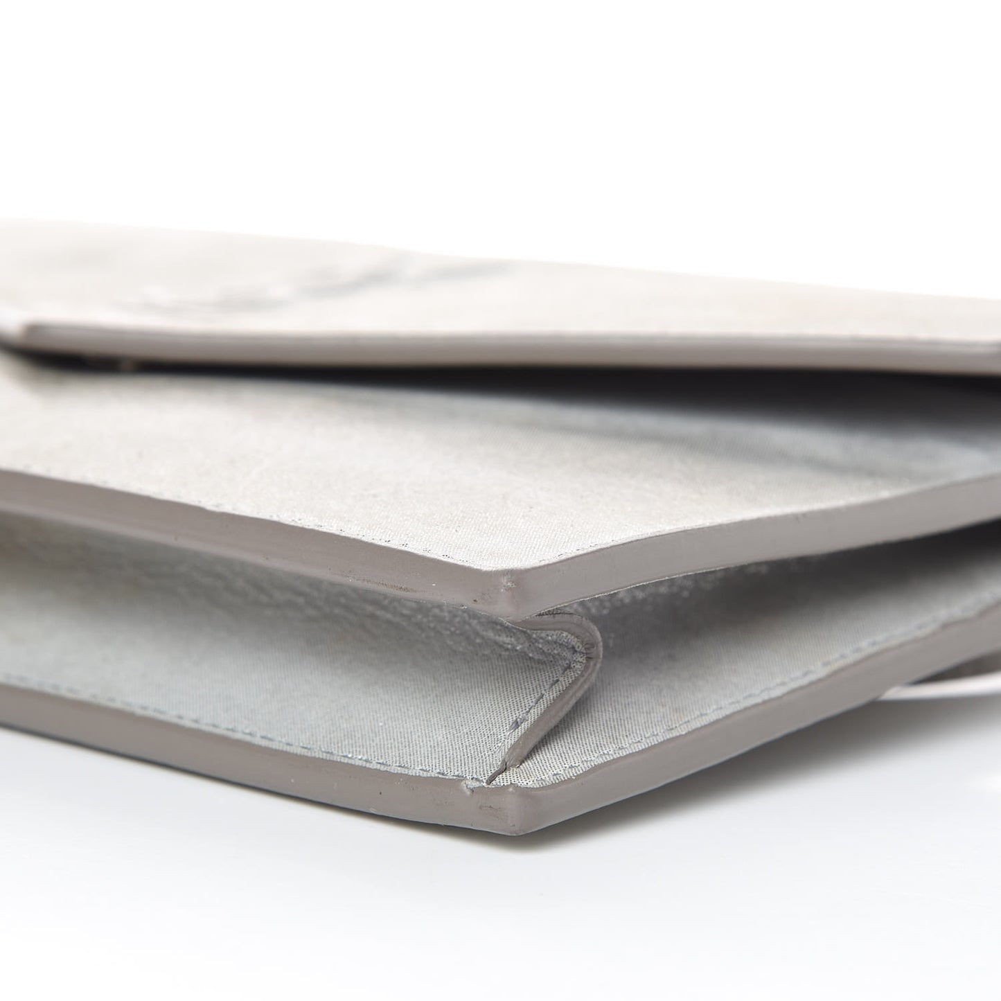 Metallic Fabric Monogram Envelope Chain Wallet Silver