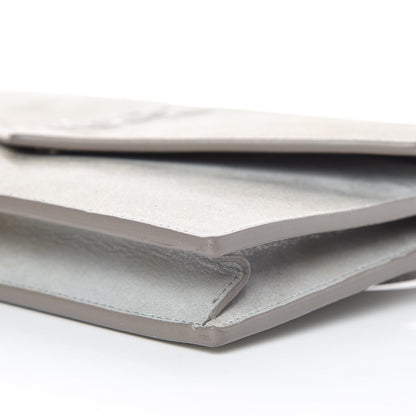 Saint Laurent Metallic Fabric Monogram Envelope Chain Wallet Silver 6 of 13