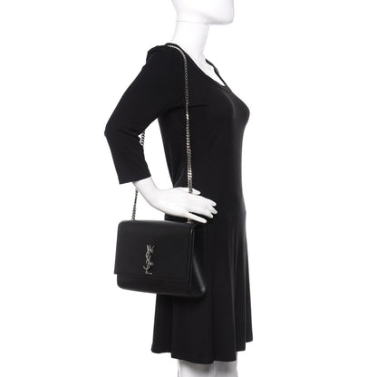 Saint Laurent Grain De Poudre Large Classic Monogram Kate Satchel Black 2 of 10