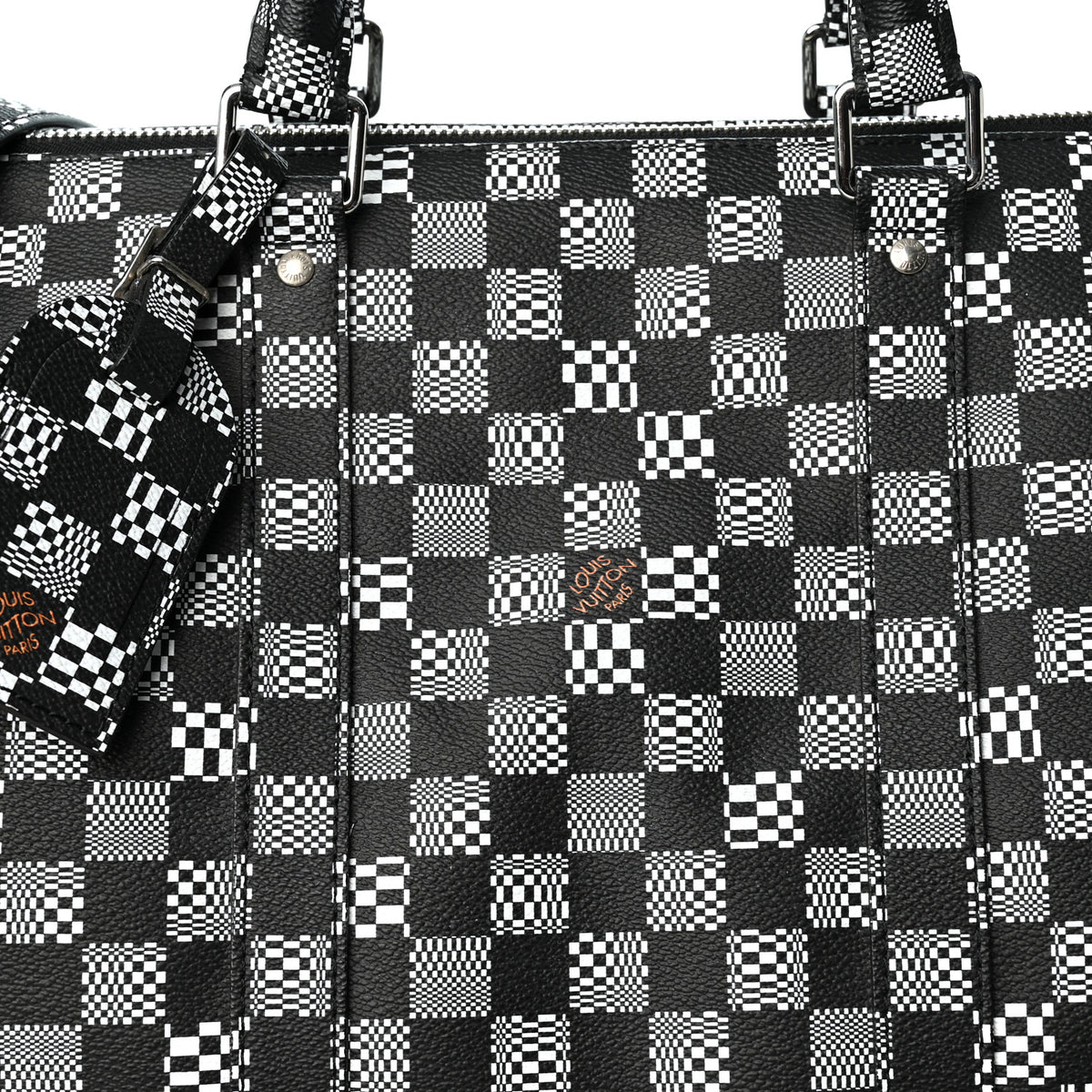 Damier Distorted Keepall Bandouliere 50 Black White