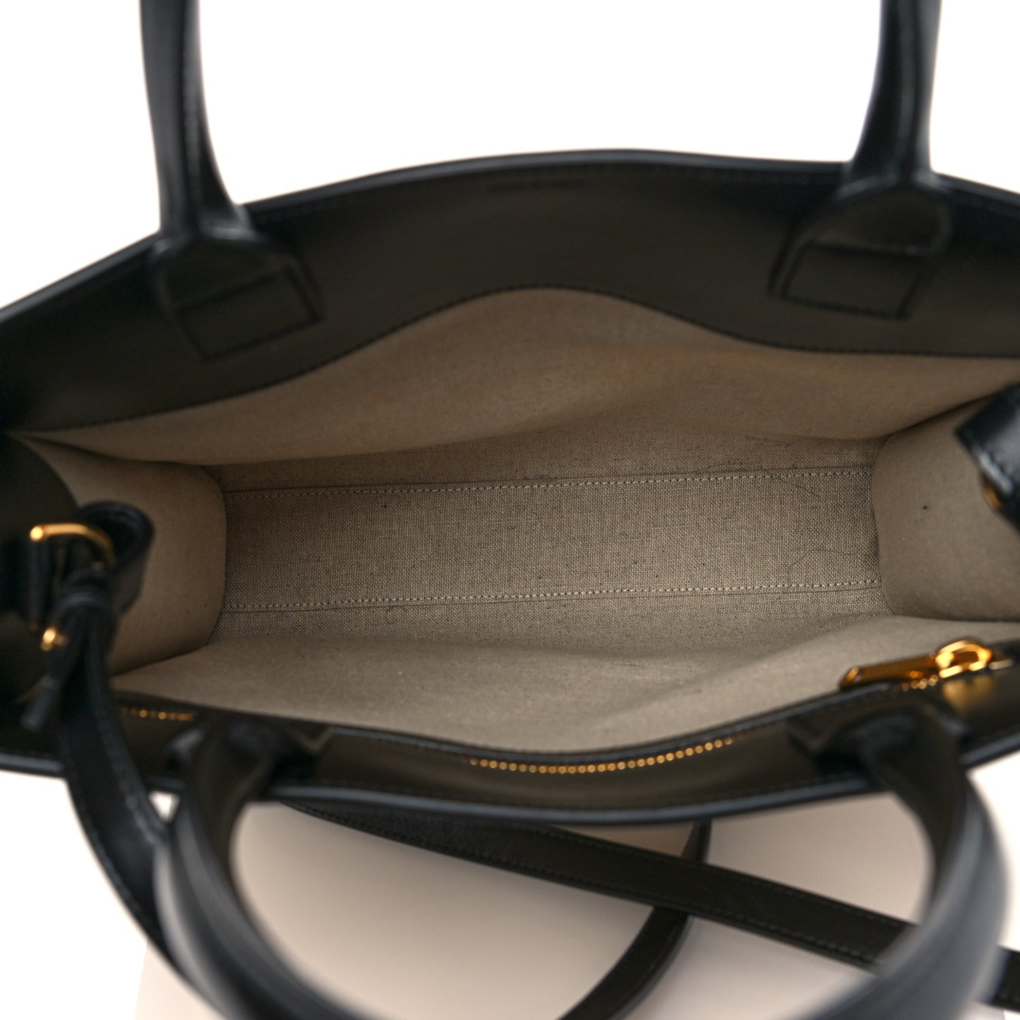 Canvas Calfskin Small Vertical Cabas Vanilla Black