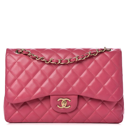 Chanel Lambskin Quilted Jumbo Double Flap Dark Pink 1 of 14