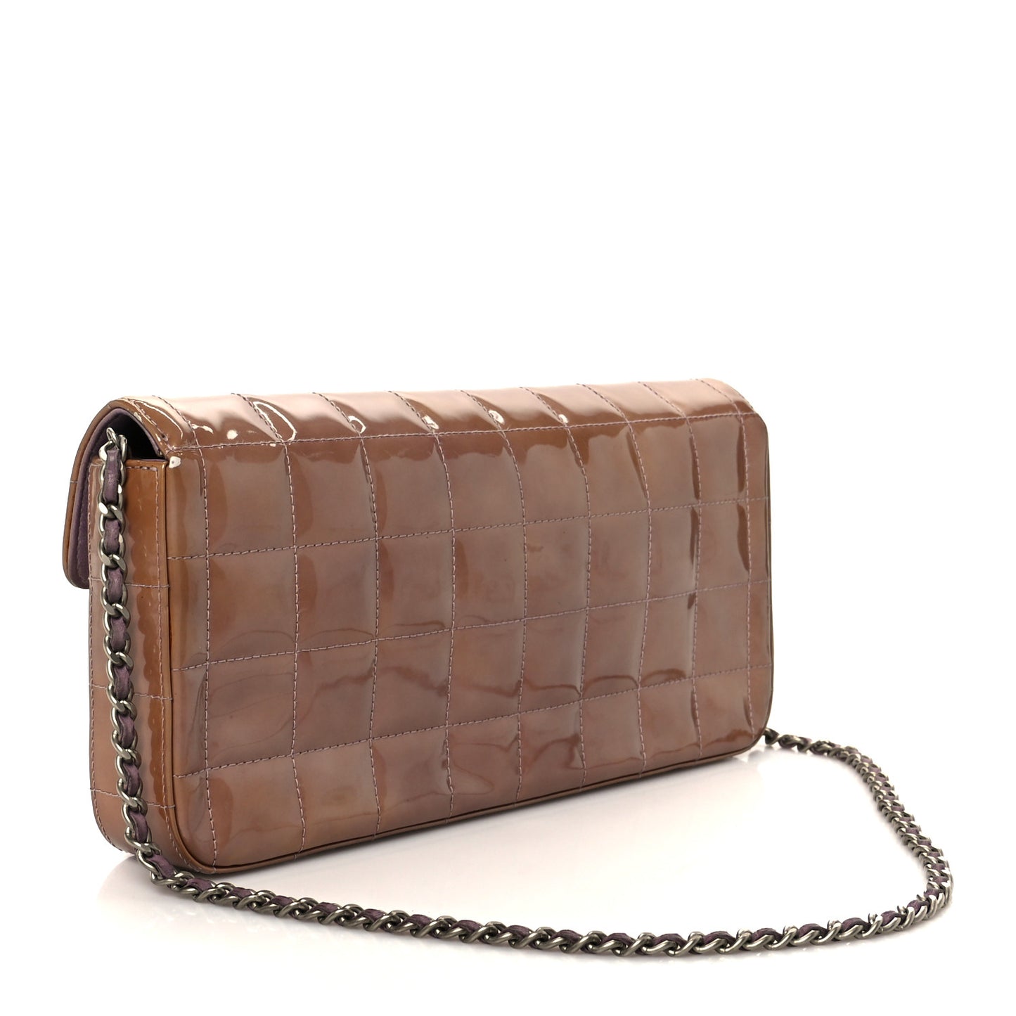 Patent Quilted East West Chocolate Bar Flap Light Purple