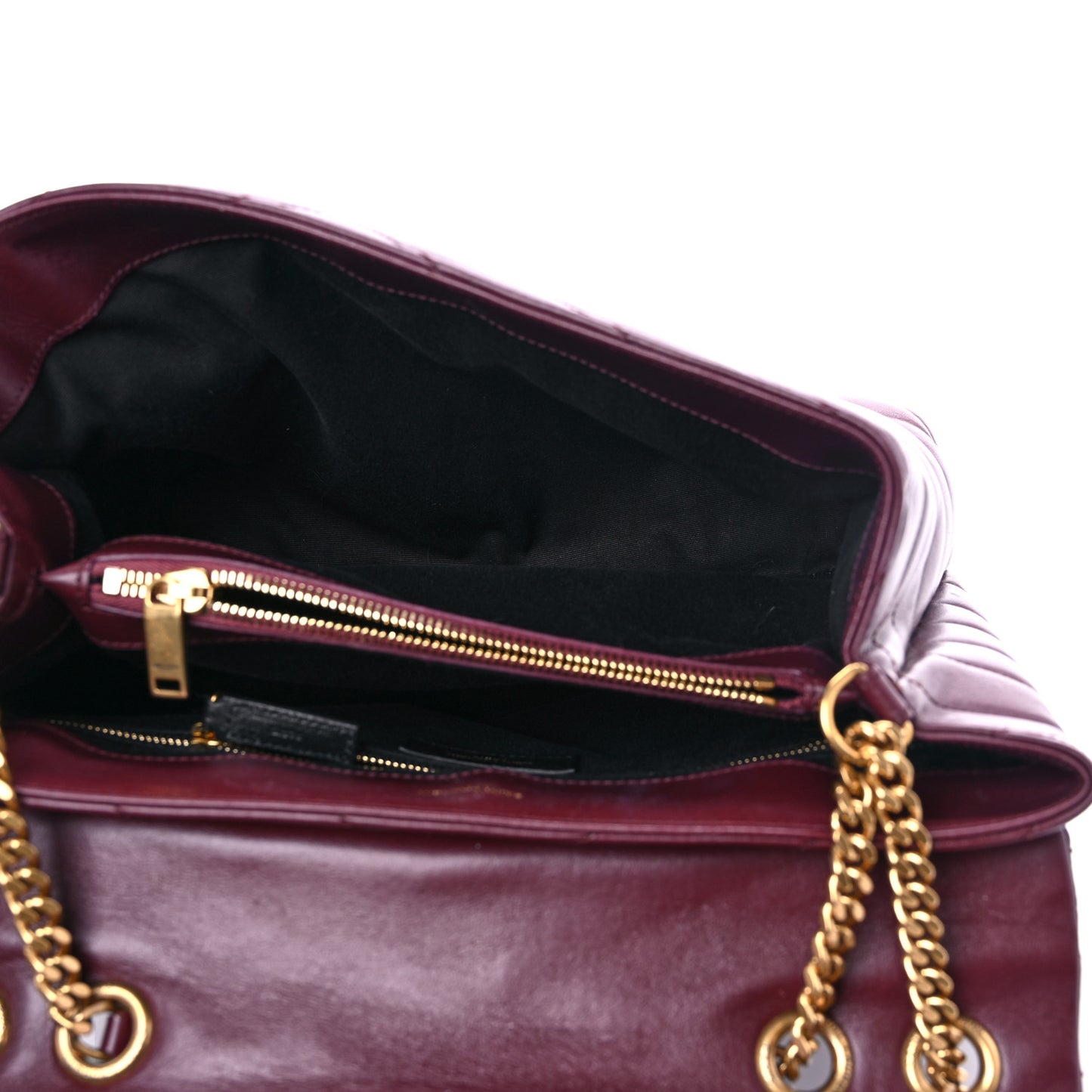 Calfskin Y Quilted Monogram Medium Loulou Chain Satchel Rouge Legion