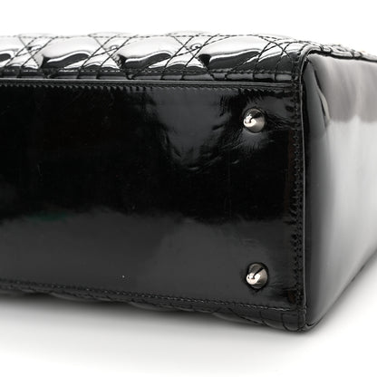 Christian Dior Patent Cannage Whipstitch Medium Lady Dior Black 9 of 15