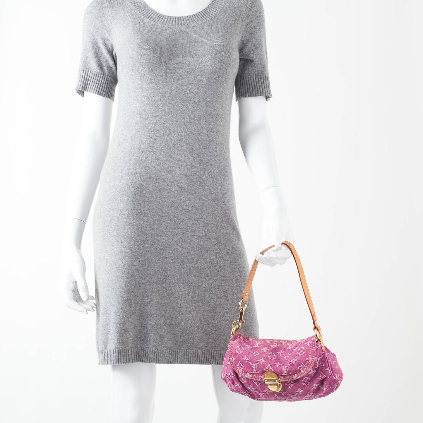 Monogram Denim Mini Pleaty Fuchsia
