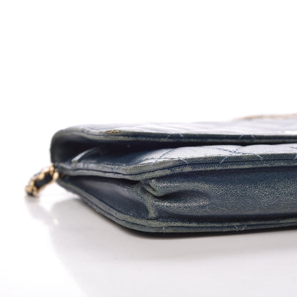 Chanel Lambskin Quilted Wallet On Chain WOC Blue 9 of 15