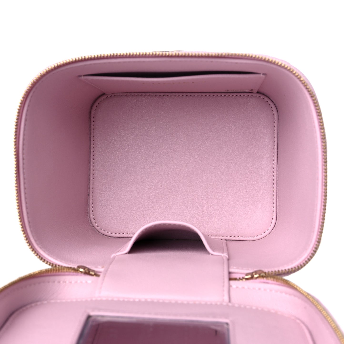 Caviar Quilted Small Top Handle Vanity Case With Chain Light Pink