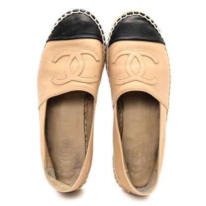 Chanel Lambskin CC Espadrilles 35 Beige Black 2 of 9