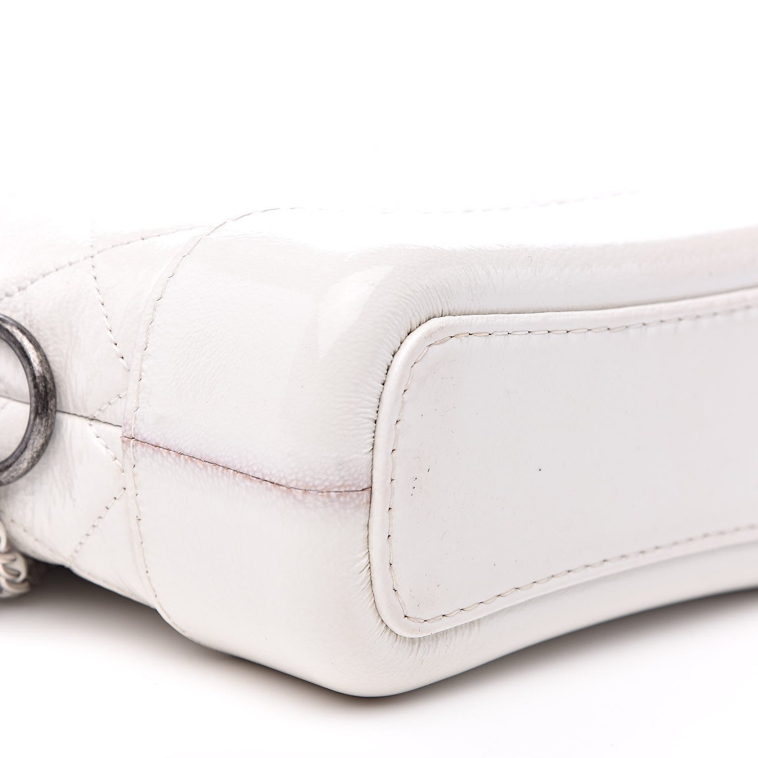 Chanel Patent Goatskin Quilted Small Gabrielle Hobo White 8 of 13