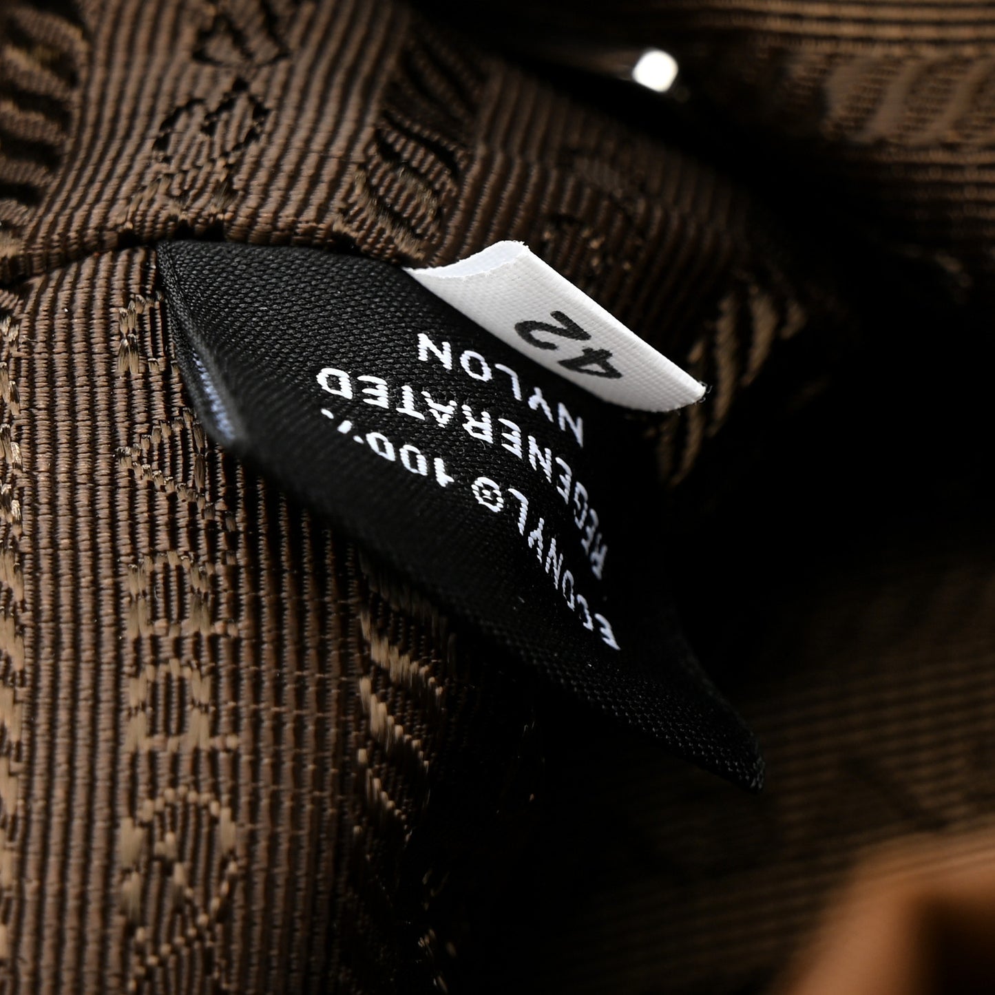 Re-Nylon Saffiano Crystal Mini Re-Edition 1978 Bucket Bag Cacao