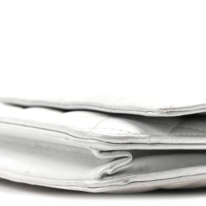 Chanel Metallic Lambskin Quilted Wallet On Chain WOC Silver 10 of 11