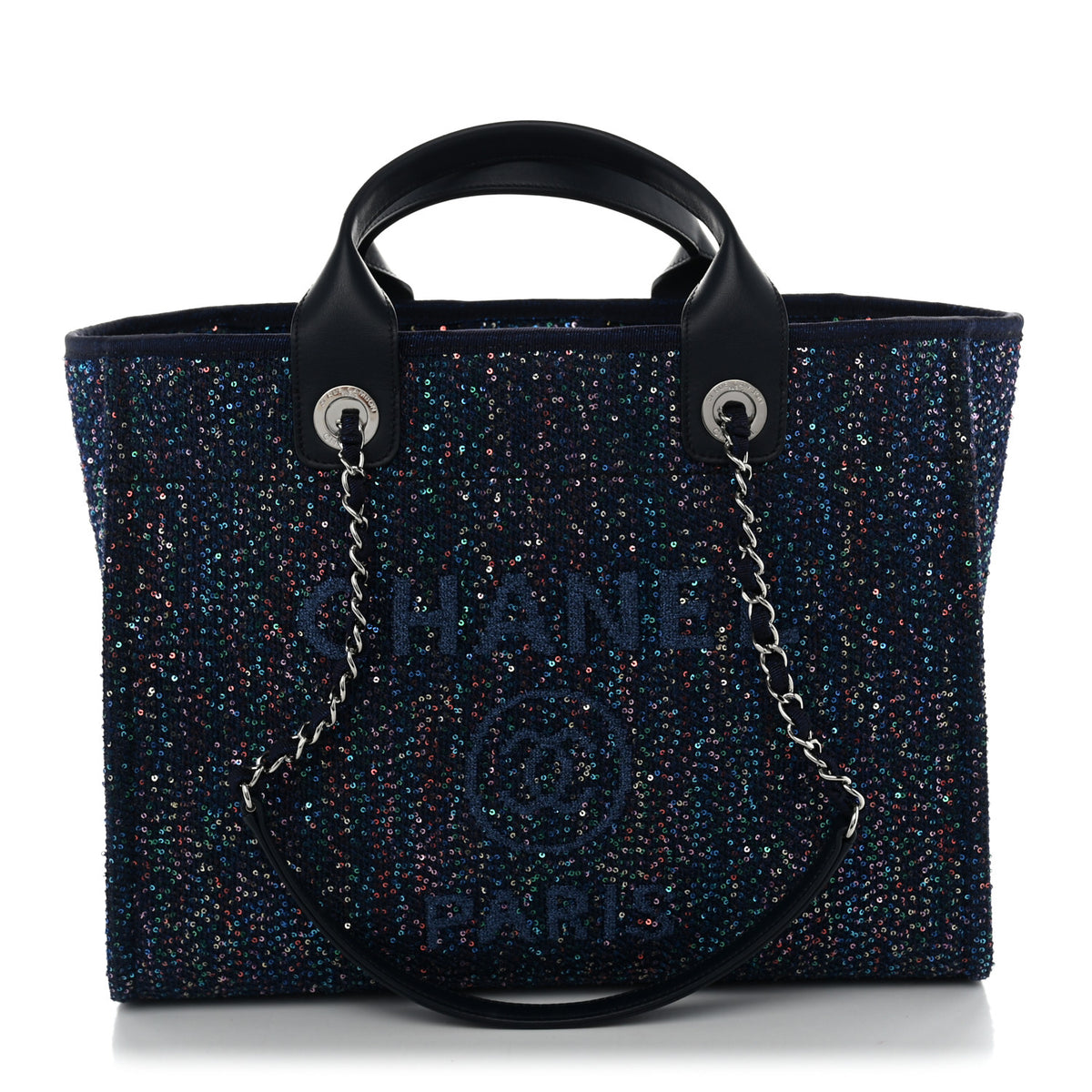 Chanel Calfskin Sequin Medium Deauville Tote Blue Multicolor 1 of 10