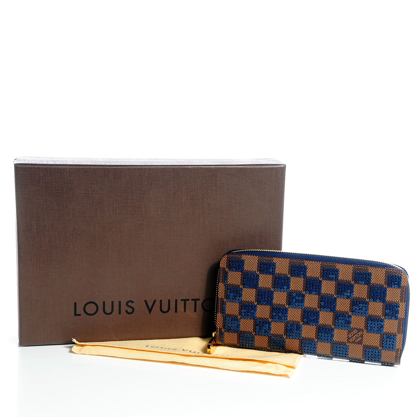 Damier Paillettes Zippy Wallet Blue
