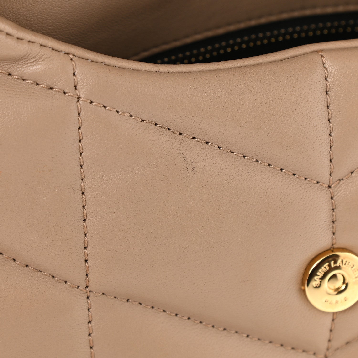 Saint Laurent Lambskin Quilted Toy Loulou Puffer Monogram Chain Satchel Dark Beige 12 of 12