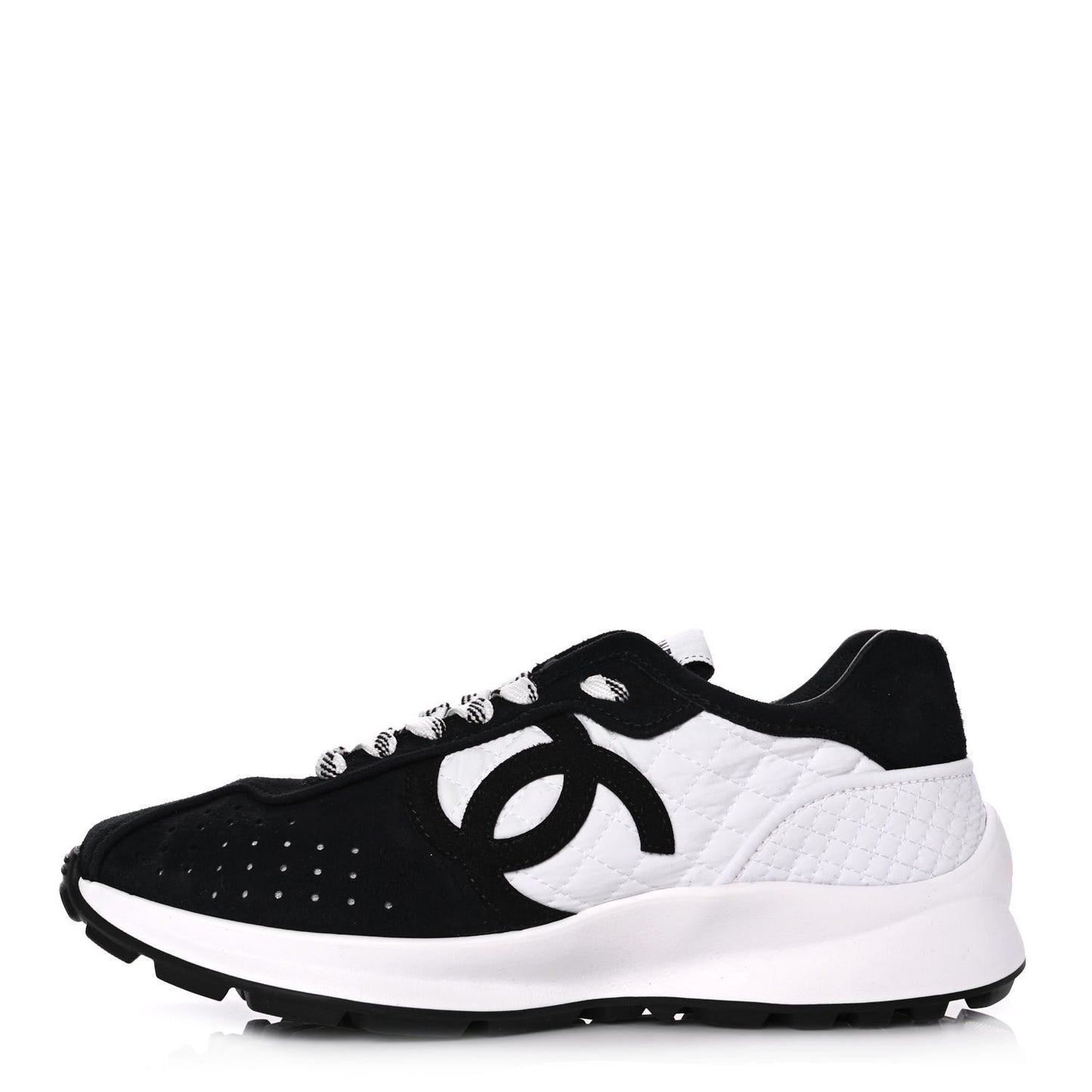 Fabric Suede Kidskin CC Sneakers 37.5 Dark Navy White