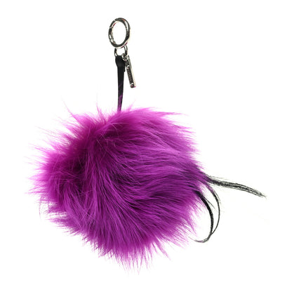 Fendi Fox Mink Goat Fur Oret Monster Bag Bug Charm Orchid Black 2 of 4