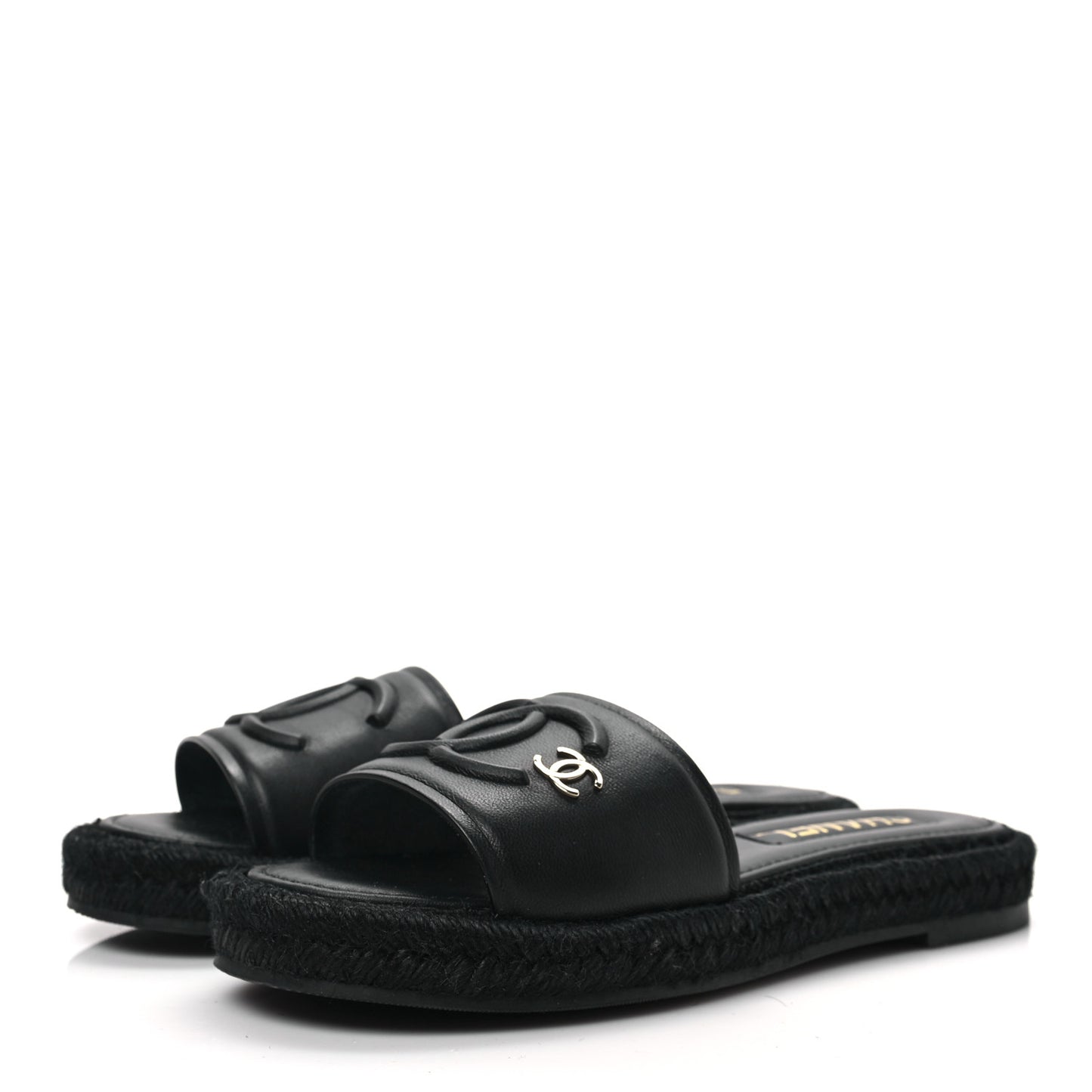 Lambskin Espadrille Mule Sandals 38 Black