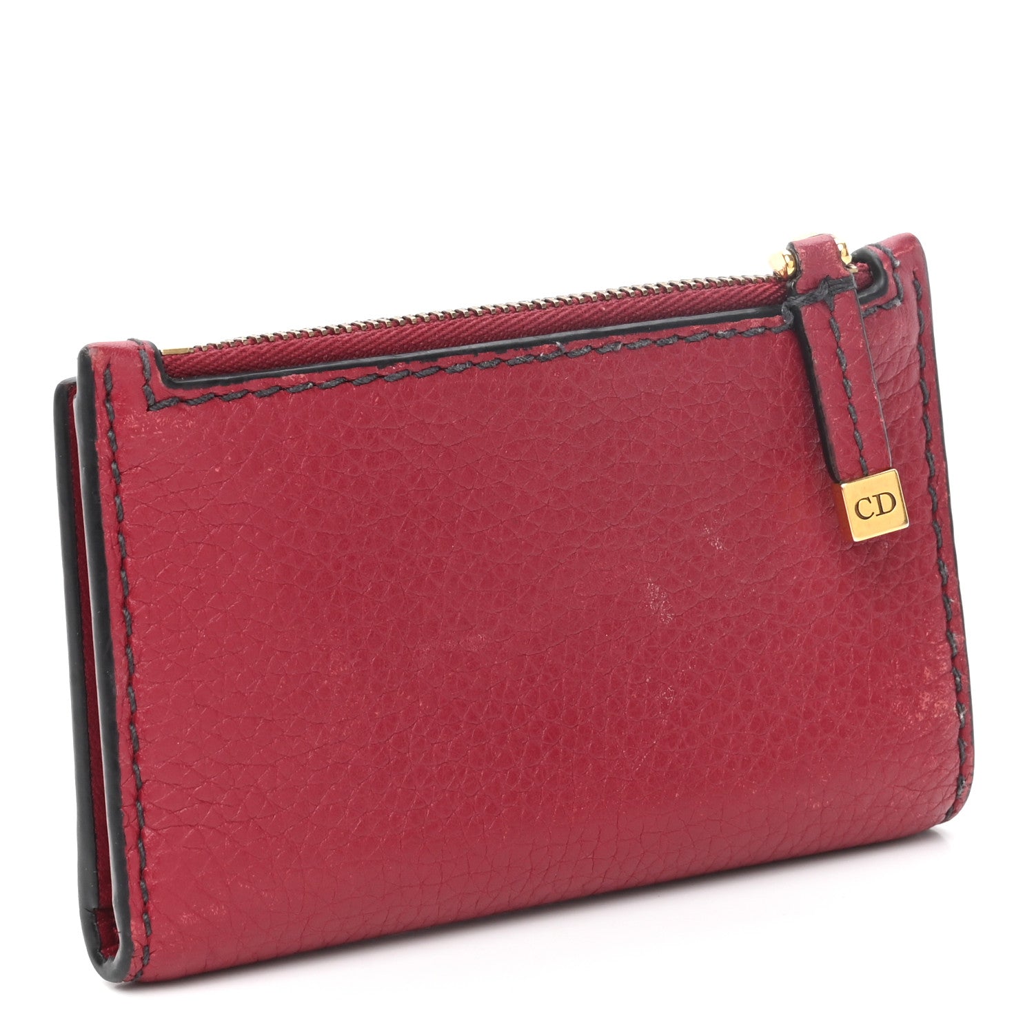 Christian Dior Calfskin D-Bee Wallet Dark Red 3 of 10