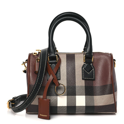 Burberry E-canvas Check Mini Bowling Bag Dark Birch Brown 1 of 10